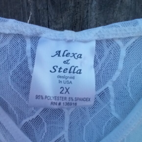 Alexa & Stella Womens Beach Pool Cover Up Sz 2X White Pullover V Neck With Hat - Picture 8 of 8